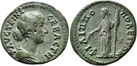 THRACE. Philippopolis. Faustina Junior, Augusta, 147-175. Tetrassarion (Bronze, 25 mm, 8.08 g, 1 h), circa 147-166. ΦΑΥСΤEΙΝΑ СEΒΑСΤΗ Draped bust of F...
