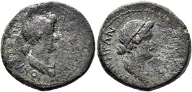 MYSIA. Pergamum. Julia Augusta (Livia), with Julia, Augusta, 14-29. Hemiassarion (Bronze, 20 mm, 3.71 g, 12 h), Charinos, grammateus, circa 10-2 BC. [...