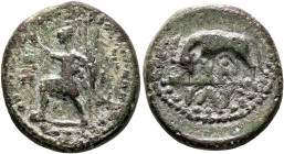 TROAS. Ilium. Pseudo-autonomous issue. Assarion (Bronze, 19 mm, 5.08 g, 1 h), time of Galba (?), circa 68. ΕΚΤΩΡ Hektor running to left, right arm out...
