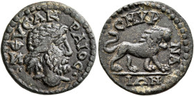 IONIA. Smyrna. Pseudo-autonomous issue. Assarion (Bronze, 18 mm, 3.00 g, 6 h), time of Gordian III, 238-244. •ΖЄΥϹ•ΑΚΡΑΙΟϹ• Head of Zeus Akraios to ri...