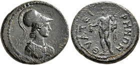 LYDIA. Thyateira. Pseudo-autonomous issue. Assarion (Bronze, 20 mm, 5.14 g, 6 h), late 1st-early 2nd century AD. Bust of Athena to right, wearing cres...