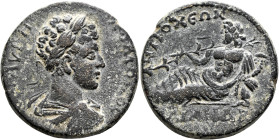 CARIA. Antiochia ad Maeandrum. Commodus, 177-192. Tetrassarion (Bronze, 28 mm, 13.33 g, 12 h), 177-180. Λ ΑVΡΗ ΚΟΜΟΔΟϹ Laureate, draped and cuirassed ...