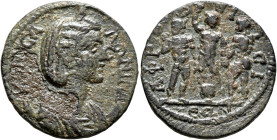 CARIA. Aphrodisias. Salonina, Augusta, 254-268. Diassarion (Bronze, 25 mm, 6.52 g, 7 h). ΚΟΡΝ ϹΑΛΩΝΙΝΑ Diademed and draped bust of Salonina on crescen...