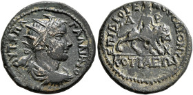 PHRYGIA. Cotiaeum. Gallienus, 253-268. Diassarion (Bronze, 21 mm, 6.01 g, 6 h), Diogenes, son of Dionysos, archon. ΑΥΤ Κ Π Λ ΓΑΛΛΙΗΝΟ-N Radiate, drape...