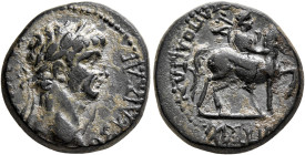 PHRYGIA. Hierapolis. Claudius, 41-54. Assarion (Bronze, 18 mm, 5.50 g, 12 h), M. Suillios Antiochos, grammateus, 50-54. [KΛAYΔI]OΣ KAIΣAP Laureate hea...