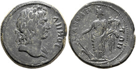 PHRYGIA. Hierapolis. Pseudo-autonomous issue. Tetrassarion (Bronze, 31 mm, 17.50 g, 6 h), 2nd century AD. ΔHMOC Laureate head of the Demos to right. R...