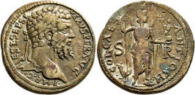 PISIDIA. Antiochia. Septimius Severus, 193-211. 'Sestertius' (Orichalcum, 33 mm, 27.08 g, 6 h), 209/10. •IMP•CAES•L•SEP•SEVERVS•PER•AVG• Laureate head...