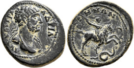 PISIDIA. Baris. Hadrian, 117-138. Assarion (Bronze, 22 mm, 5.07 g, 6 h). AΥΤ ΚΑΙ ΤΡΑ ΑΔΡΙΑΝΟϹ Laureate and draped bustof Hadrian to right. Rev. ΒΑΡΗΝΩ...