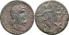 PISIDIA. Termessus Major. Pseudo-autonomous issue. AE (Bronze, 36 mm, 26.49 g, 1 h), circa 253-268. TЄPMЄCCЄΩN AYTONOMΩN Laureate head of Zeus Solymos...