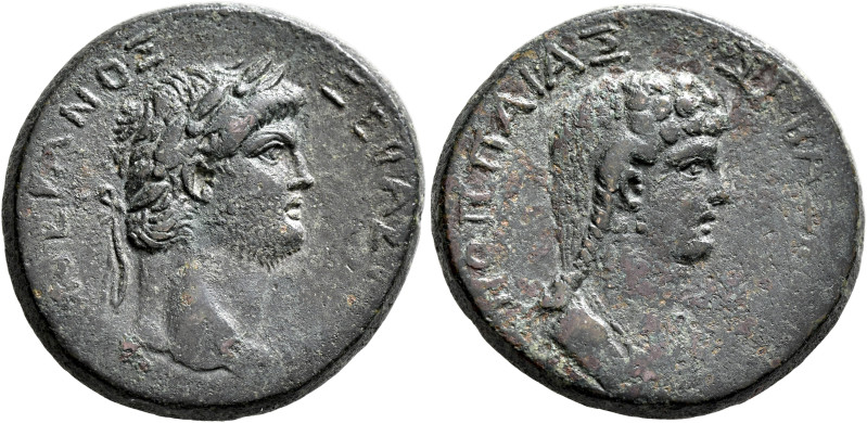 GALATIA. Koinon of Galatia. Nero, with Poppaea, 54-68. Diassarion (Bronze, 27 mm...