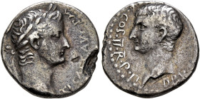 CAPPADOCIA. Caesaraea-Eusebia. Tiberius, with Drusus Caesar, 14-37. Drachm (Silver, 16 mm, 3.32 g, 12 h), 33/4. TI CAES AVG P M [TR P XXXV] Laureate h...