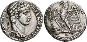 SYRIA, Seleucis and Pieria. Antioch. Nero, 54-68. Tetradrachm (Silver, 25 mm, 15.02 g, 12 h), RY 6 and CY 108 = 59/60. NEPΩNOΣ ΚΑΙΣΑΡOΣ ΣΕΒΑΣΤΟY Laure...