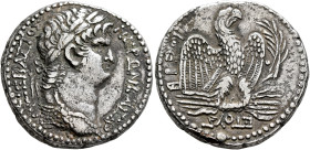 SYRIA, Seleucis and Pieria. Antioch. Nero, 54-68. Tetradrachm (Silver, 25 mm, 14.91 g, 12 h), RY 10 and CY 112 = 63/4. NEPΩN ΚΑΙΣΑΡOΣ ΣΕΒΑΣΤΟΣ Laureat...
