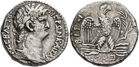 SYRIA, Seleucis and Pieria. Antioch. Nero, 54-68. Tetradrachm (Silver, 24 mm, 14.90 g, 12 h), RY 10 and CY 112 = 63/4. NEPΩN ΚΑΙΣΑΡOΣ ΣΕΒΑΣΤΟΣ Laureat...