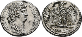 SYRIA, Seleucis and Pieria. Antioch. Nero, 54-68. Tetradrachm (Silver, 26 mm, 15.08 g, 12 h), RY 10 and CY 112 = 63/4. NEPΩN ΚΑΙΣΑΡOΣ ΣΕΒΑΣΤΟΣ Laureat...