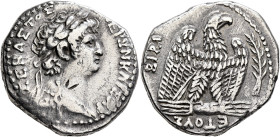 SYRIA, Seleucis and Pieria. Antioch. Nero, 54-68. Tetradrachm (Silver, 26 mm, 15.01 g, 12 h), RY 10 and CY 112 = 63/4. NEPΩN ΚΑΙΣΑΡOΣ ΣΕΒΑΣΤΟΣ Laureat...
