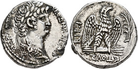 SYRIA, Seleucis and Pieria. Antioch. Nero, 54-68. Tetradrachm (Silver, 24 mm, 15.40 g, 12 h), RY 10 and CY 112 = 63/4. NEPΩN ΚΑΙΣΑΡOΣ ΣΕΒΑΣΤΟΣ Laureat...