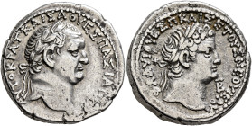 SYRIA, Seleucis and Pieria. Antioch. Vespasian, with Titus as Caesar, 69-79. Tetradrachm (Silver, 25 mm, 14.62 g, 12 h), RY 2 = 69/70. ΑΥΤΟΚΡΑT ΚΑΙΣΑ ...