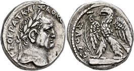SYRIA, Seleucis and Pieria. Antioch. Vespasian, 69-79. Tetradrachm (Silver, 23 mm, 15.06 g, 1 h), RY 2 = 69/70. AYTOKPAT KAIΣA OYΕ[ΣΠIANOY] Laureate h...