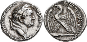 SYRIA, Seleucis and Pieria. Antioch. Vespasian, 69-79. Tetradrachm (Silver, 24 mm, 15.12 g, 1 h). ΑΥΤΟΚΡΑΤΩΡ [ΚΑΙ]ϹΑΡ ϹЄΒΑϹΤΟϹ ΟΥЄϹΠΑϹΙΑΝΟϹ Laureate h...