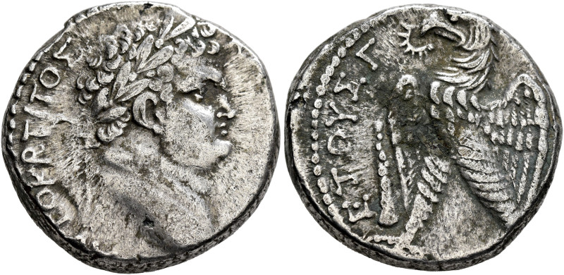 JUDAEA. Caesaraea Maritima. Titus, as Caesar, 69-79. Tetradrachm (Silver, 23 mm,...
