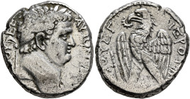 JUDAEA. Caesaraea Maritima. Titus, as Caesar, 69-79. Tetradrachm (Silver, 24 mm, 14.62 g, 12 h), RY 3 (of Vespasian) = 70/1. ΑΥΤΟΚP[•ΤΙΤΟΣ ΚΑΙΣ] ΟΥΕ[Σ...