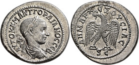SYRIA, Seleucis and Pieria. Antioch. Gordian III, 238-244. Tetradrachm (Billon, 30 mm, 12.67 g, 5 h), 240. ΑΥΤΟΚ Κ Μ ΑΝΤ ΓΟΡΔΙΑΝΟC CЄΒ Laureate, drape...