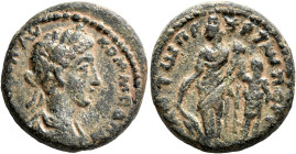 SYRIA, Decapolis. Gerasa. Commodus, 177-192. Assarion (Bronze, 21 mm, 9.73 g, 12 h), 177-180. [ΑΥΤ Κ] Λ ΑΥ ΚΟΜΜΟΔΟΝ Laureate, draped and cuirassed bus...
