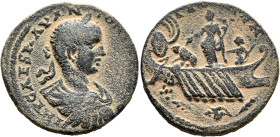 PHOENICIA. Tyre. Elagabalus, 218-222. AE (Bronze, 27 mm, 10.81 g, 12 h). IMP CAES M AV ANTON[INVS AV] Laureate, draped, and cuirassed bust of Elagabal...