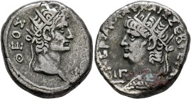 EGYPT. Alexandria. Nero, with Divus Augustus, 54-68. Tetradrachm (Billon, 25 mm, 13.56 g, 12 h), Alexandria, RY 13 = 66/7. ΝΕΡΩ ΚΛΑΥ] ΚΑΙΣ ΣΕΒ ΓΕΡ A[Y...