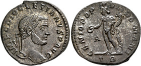 Diocletian, 284-305. Follis (Silvered bronze, 26 mm, 7.66 g, 1 h), Treveri, circa 295. IMP C DIOCLETIANVS P AVG Laureate head of Diocletian to right. ...
