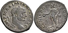 Maximianus, first reign, 286-305. Follis (Silvered bronze, 27 mm, 8.71 g, 5 h), Treveri, circa 295. IMP MAXIMIANVS P AVG Laureate head of Maximianus t...