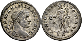 Maximianus, first reign, 286-305. Follis (Silvered bronze, 27 mm, 10.43 g, 5 h), Treveri, circa 295. IMP MAXIMIANVS AVG Laureate head of Maximianus to...