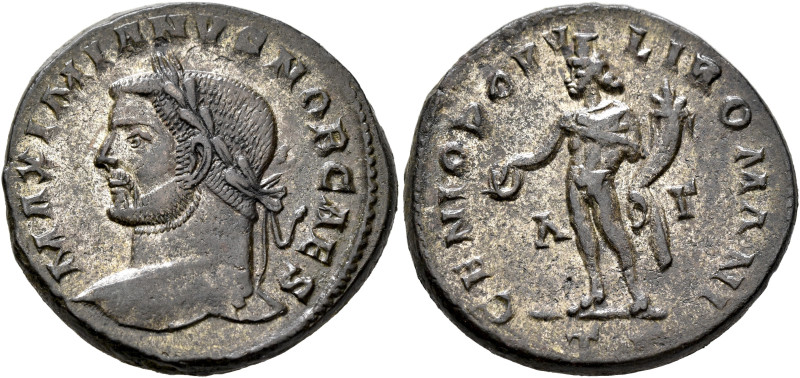 Galerius, as Caesar, 293-305. Follis (Silvered bronze, 26 mm, 10.14 g, 6 h), Tre...