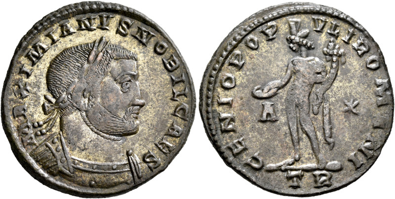 Galerius, as Caesar, 293-305. Follis (Silvered bronze, 27 mm, 8.07 g, 12 h), Tre...