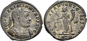 Maximianus, first reign, 286-305. Follis (Silvered bronze, 28 mm, 9.30 g, 5 h), Treveri, circa 300-301. IMP MAXIMIANVS P F AVG Laureate and cuirassed ...