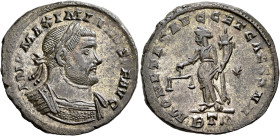 Maximianus, first reign, 286-305. Follis (Silvered bronze, 27 mm, 9.00 g, 6 h), Treveri, circa 300-301. IMP MAXIMIANVS P F AVG Laureate and cuirassed ...