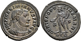 Maximianus, first reign, 286-305. Follis (Silvered bronze, 30 mm, 8.51 g, 6 h), Treveri, circa 303-May 305. IMP MAXIMIANVS P AVG Laureate and cuirasse...