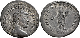 Constantius I, as Caesar, 293-305. Follis (Silvered bronze, 27 mm, 10.35 g, 5 h), Lugdunum, circa 295. FL VAL CONSTANTIVS NOB C Laureate head of Const...