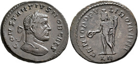 Constantius I, as Caesar, 293-305. Follis (Silvered bronze, 28 mm, 9.33 g, 6 h), Lugdunum, circa 295. CONSTANTIVS NOB CAES Laureate head of Constantiu...