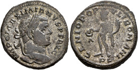 Maximianus, first reign, 286-305. Follis (Silvered bronze, 28 mm, 12.13 g, 6 h), Lugdunum, circa 296. IMP C MAXIMIANVS P F AVG Laureate head of Maximi...