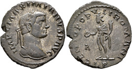 Maximianus, first reign, 286-305. Follis (Silvered bronze, 26 mm, 8.88 g, 6 h), Lugdunum, circa 297. IMP C MAXIMIANVS P AVG Laureate head of Maximianu...