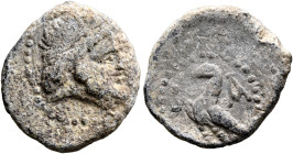 PTOLEMAIC EGYPT (?). Circa 1st century BC. Tessera (Lead, 17 mm, 4.38 g, 9 h). Diademed head of Zeus to right. Rev. B-A Eagle standing to left, wings ...
