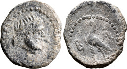 PTOLEMAIC EGYPT (?). Circa 1st century BC. Tessera (Lead, 16 mm, 2.86 g, 4 h). Diademed head of Zeus to right. Rev. B-A Eagle standing to left, wings ...