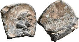 Anonymous, 3rd century. Seal (Lead, 21 mm, 7.40 g). Draped and bearded head (Hercules?) to right. Rev. Blank. Unpublished in the standard references. ...