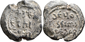 Genethlius, comes of the most devoted Foederati, 6th century. Seal (Lead, 23 mm, 10.13 g, 12 h). +GЄN/ЄThL' / COm, in three lines. Rev. dЄЧO/TISSIm' /...