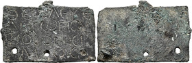 Onesimos, circa 6th-7th centuries. Uniface Plaquette (Bronze, 51x34 mm, 22.40 g). ΘЄⲰ ΛЄYЄ / ΔHⲰΠOY / ΦIOC ONHCI/MOC in four lines. Rev. Blank. Thrice...
