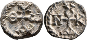Thomas, deacon, circa 550-650. Seal (Lead, 20 mm, 8.61 g, 12 h). Cruciform monogram ΘⲰMA within wreath. Rev. Cruciform monogram ΔIAKONOV within wreath...