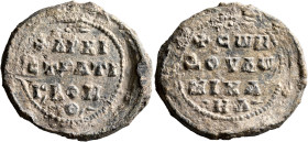 Michael, 2nd half 10th-1st half 11th century. Seal (Lead, 28 mm, 13.55 g, 12 h). +APXI/CTPATI/Γ, ROH/Θ, in four lines, decorations above and flanking ...
