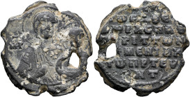 Theodoros Proteuon, protospatharios and judge of Armeniakon, middle 11th century. Seal (Lead, 24 mm, 8.17 g, 12 h). MHP ΘV The Mother of God “Hodegetr...